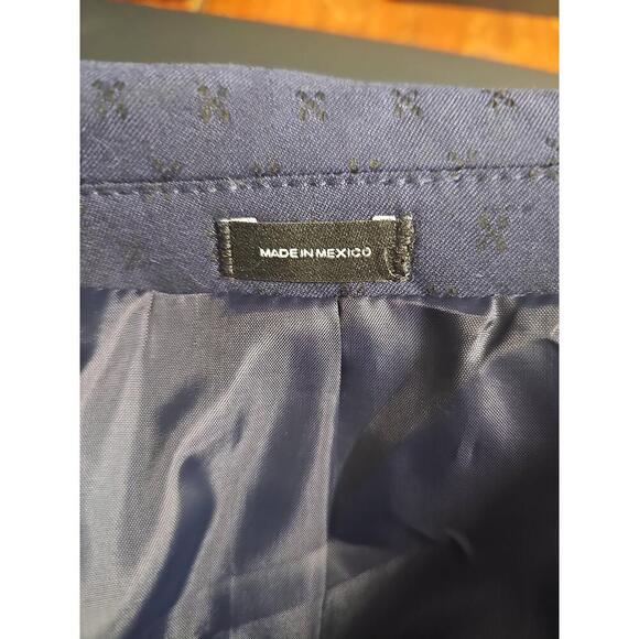 J Ferrar Youth Short Slim Tipped Small Blue Jaquard Dot Blazer Suit Jacket - Picture 6 of 9